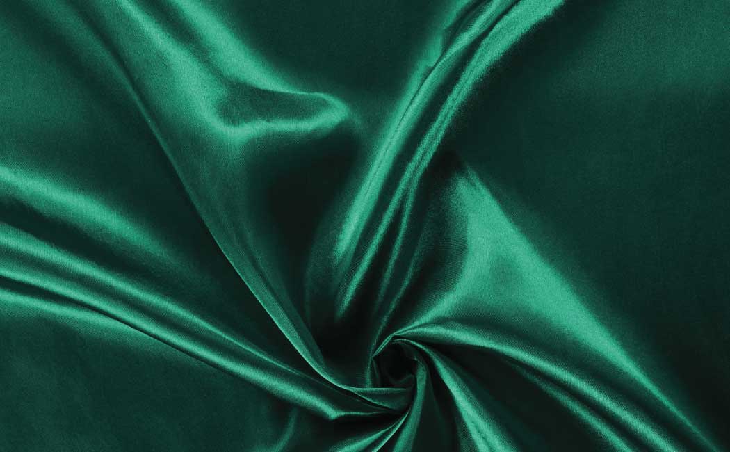 Satin fabric in green color