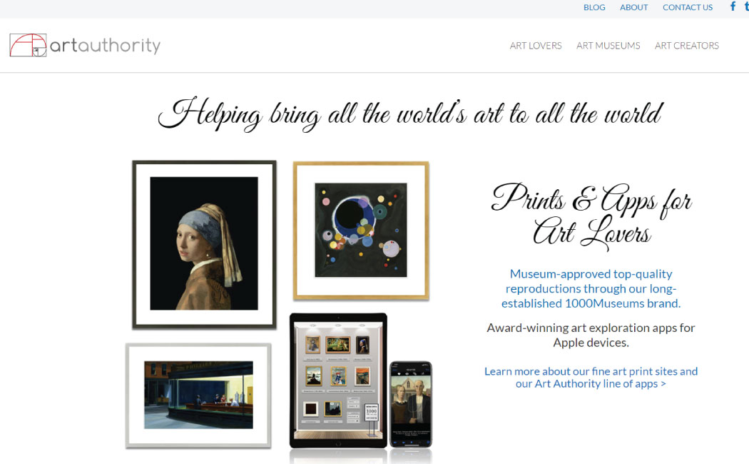Art authority website screenshot
