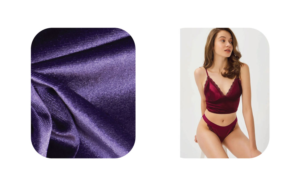 Stretch knit velvet fabric for lingerie