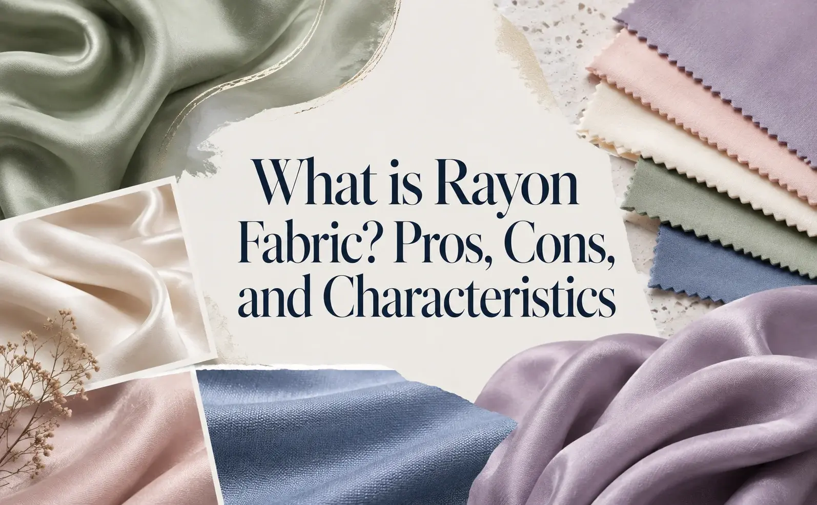 Rayon fabric guide with pastel fabric swatches