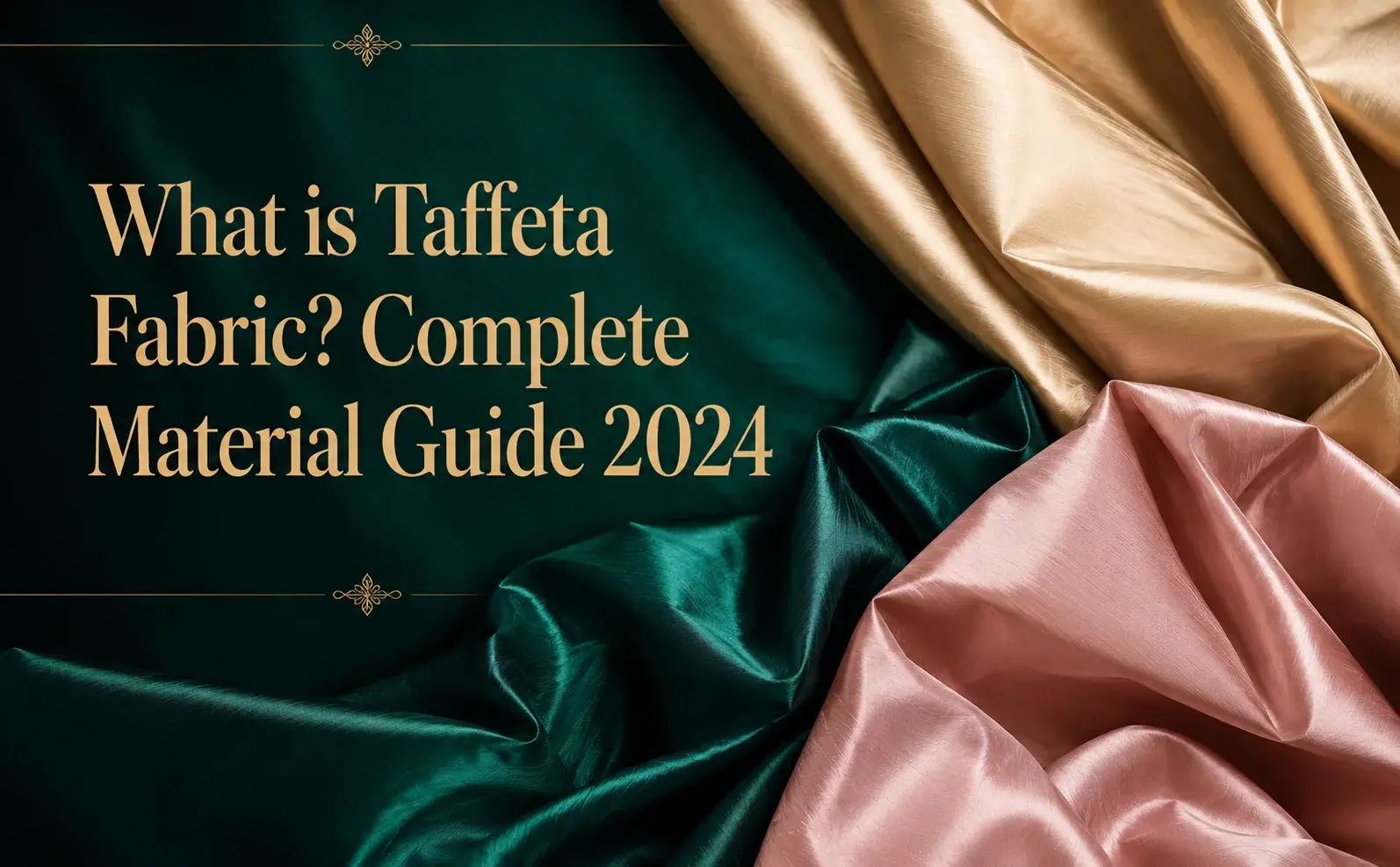 Shiny taffeta fabric displayed in elegant folds with rich colors and a smooth, lustrous texture.