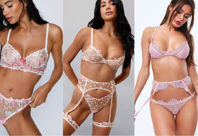 A group of women are wearing different lingerie 