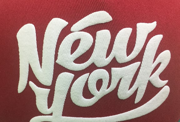 3D Screen printing on a shirt with the word 'New York'