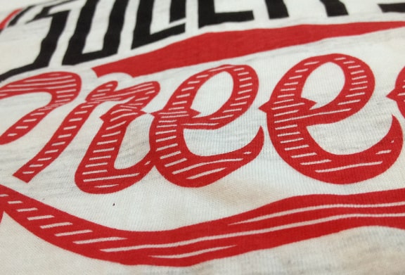 Water-based screen printing on a t-shirt