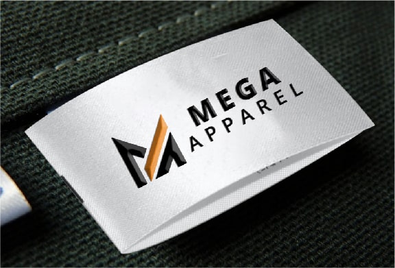 Custom Satin Care Label With Mega Apparel Logo